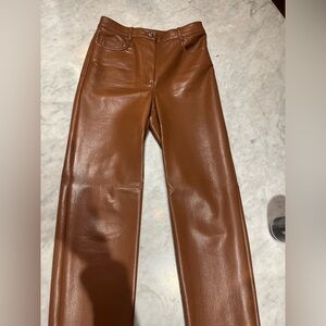 Aritzia Wilfred Tan Vegan Leather Pants Size 6